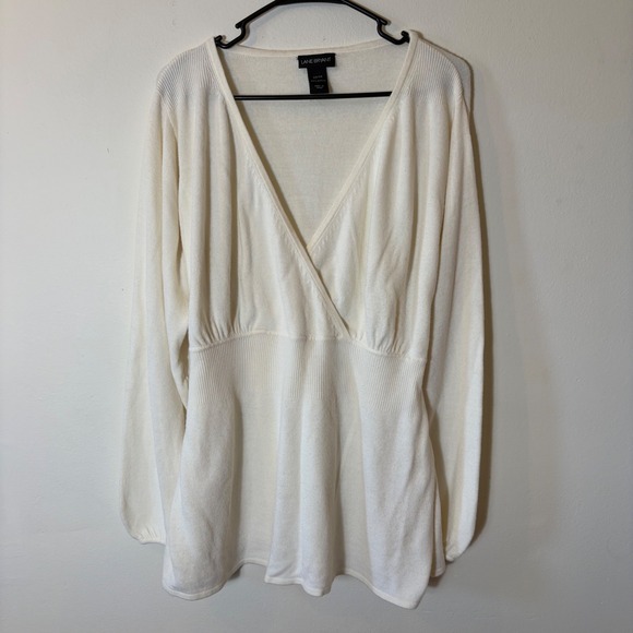 Lane Bryant Sweater Ivory White Wrap Tie Long Sleeve  Size 22/24 - Picture 1 of 6